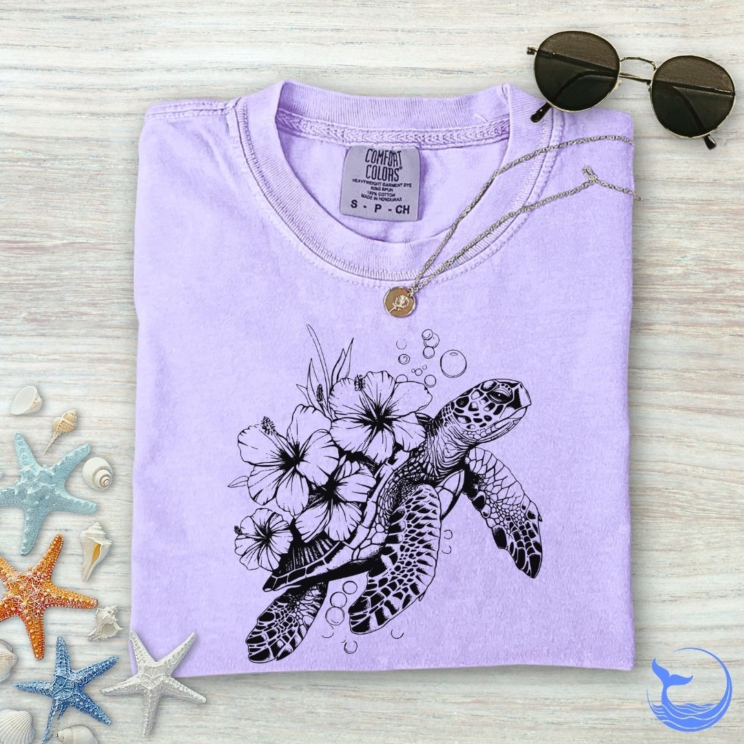 Turtle Flowers Comfort Colors T-Shirt