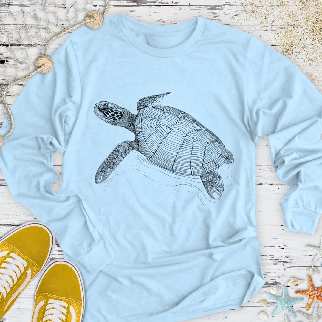 Turtle Line Art Long Sleeve Tee