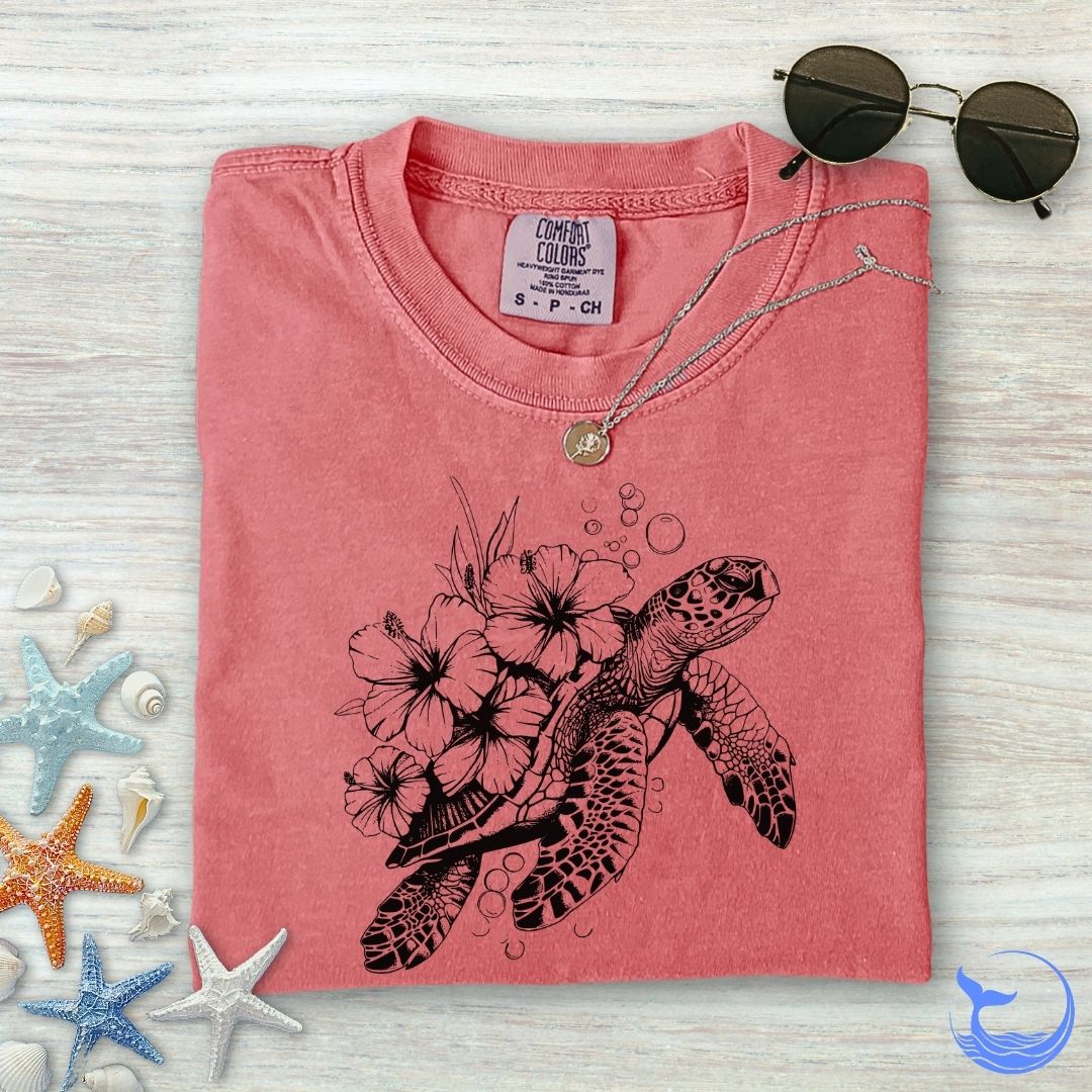Turtle Flowers Comfort Colors T-Shirt