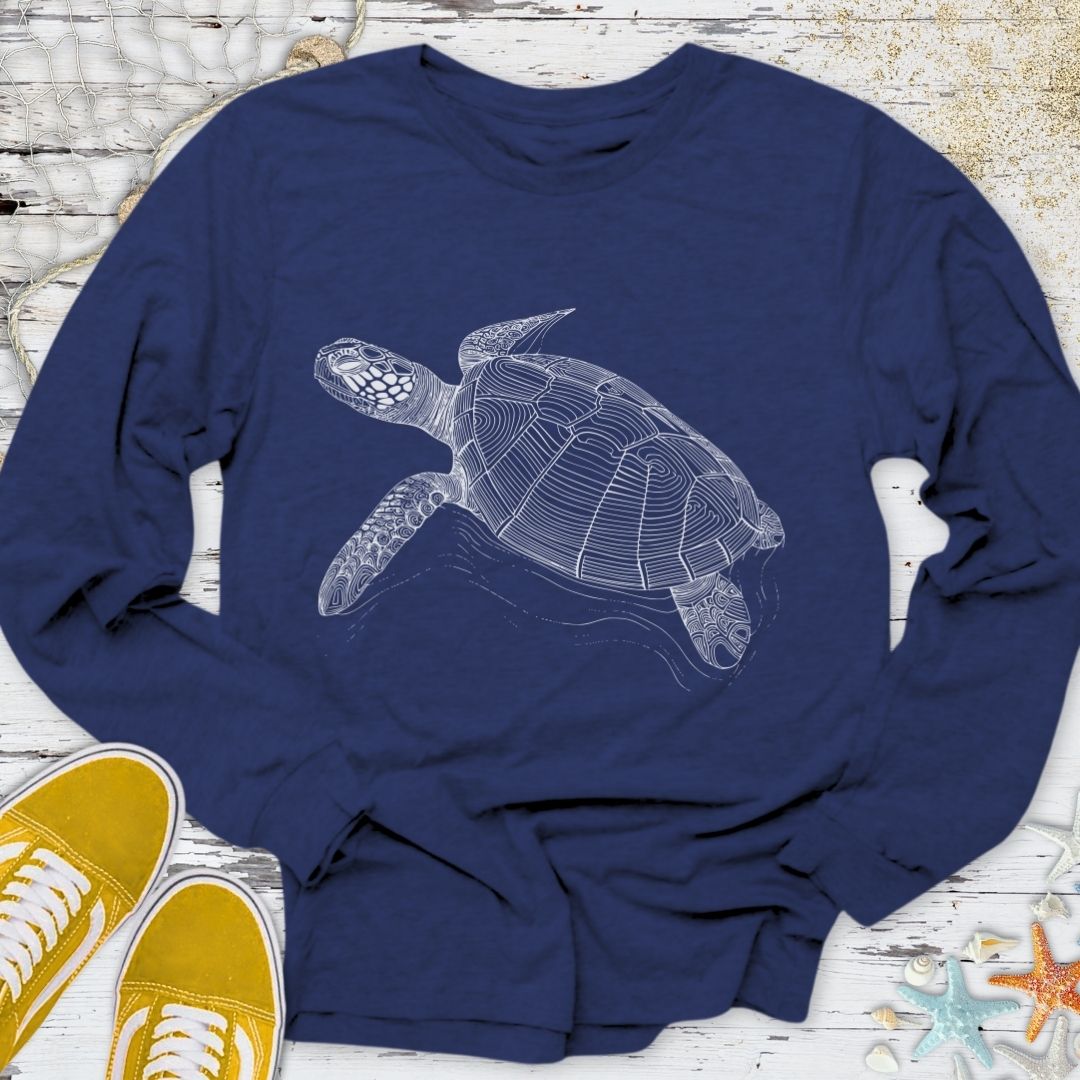 Turtle Line Art Long Sleeve Tee