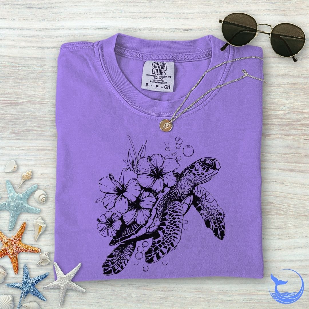 Turtle Flowers Comfort Colors T-Shirt