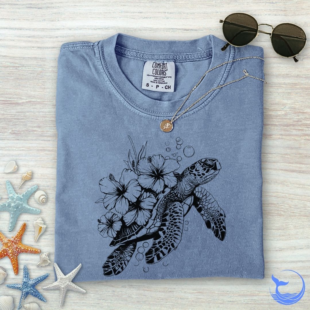 Turtle Flowers Comfort Colors T-Shirt
