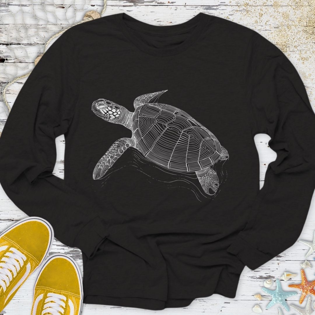 Turtle Line Art Long Sleeve Tee