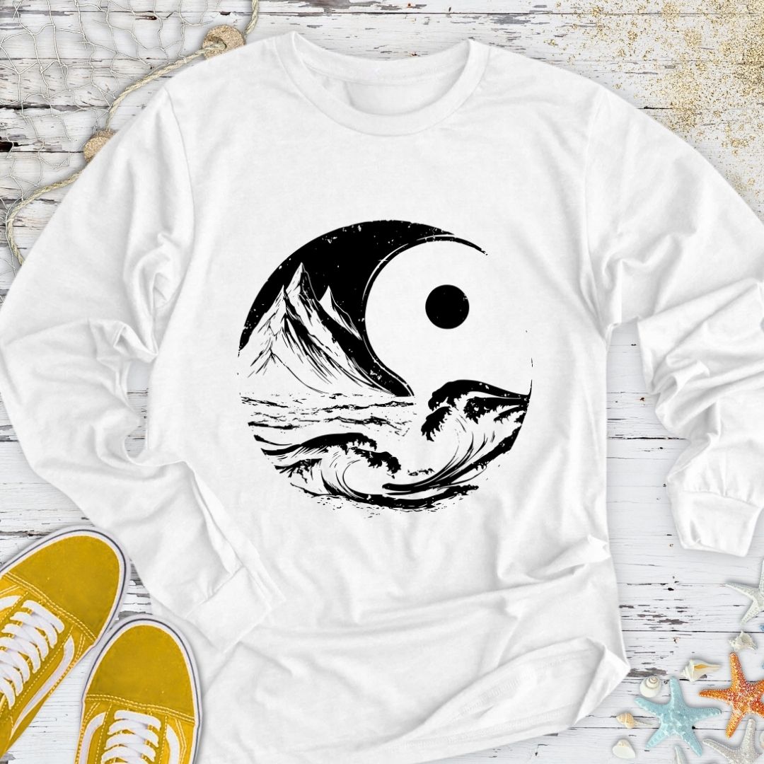 Ocean & Mountains Yin Yang Long Sleeve Tee