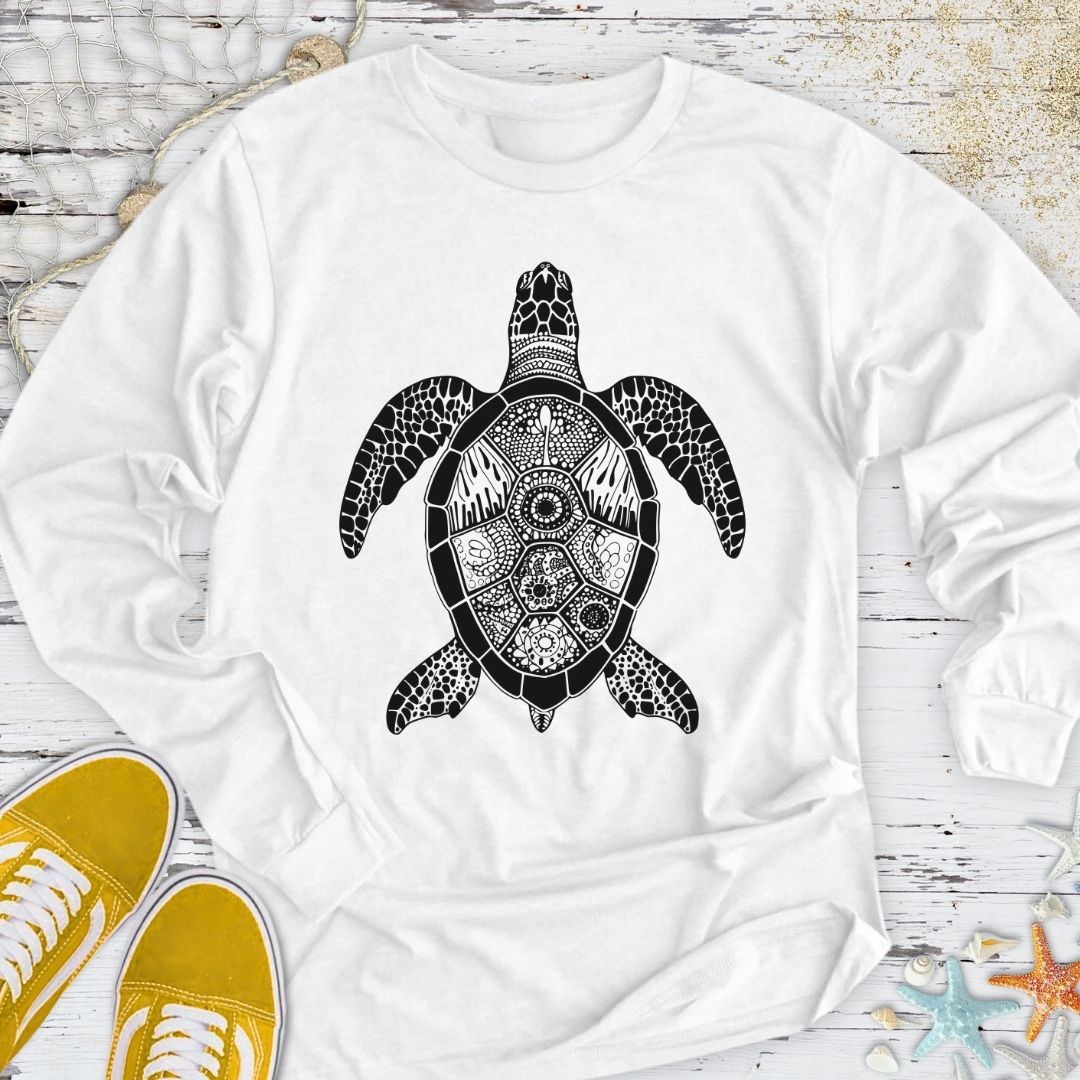 Turtle Zentangle Long Sleeve Tee