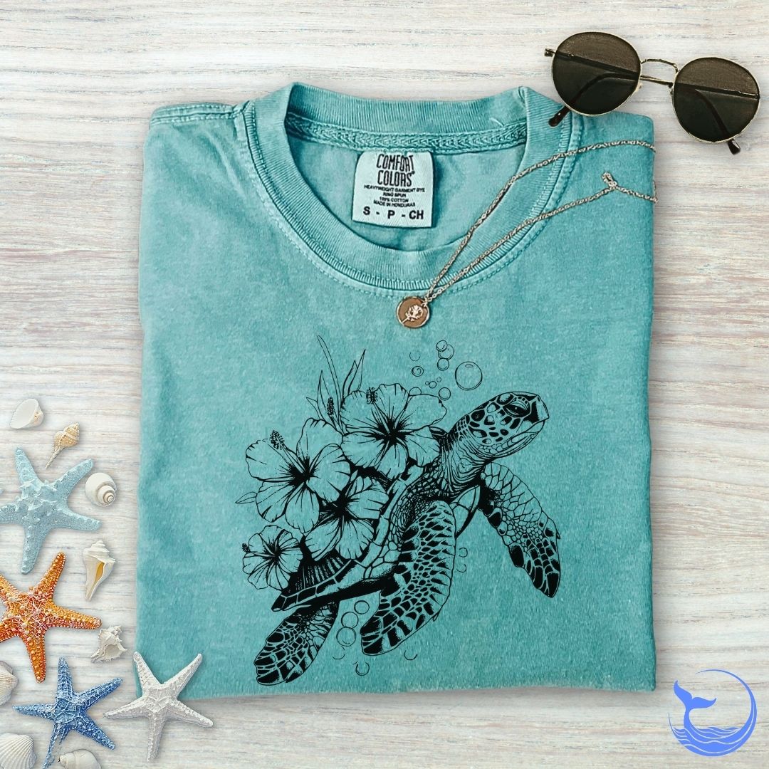 Turtle Flowers Comfort Colors T-Shirt
