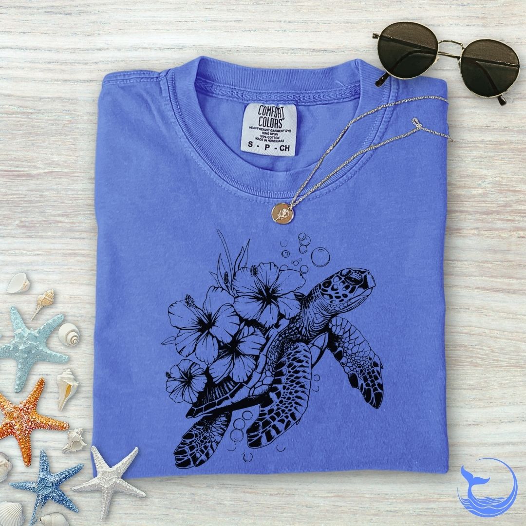 Turtle Flowers Comfort Colors T-Shirt
