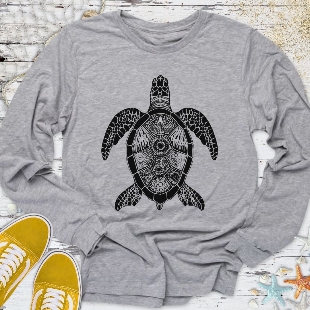 Turtle Zentangle Long Sleeve Tee