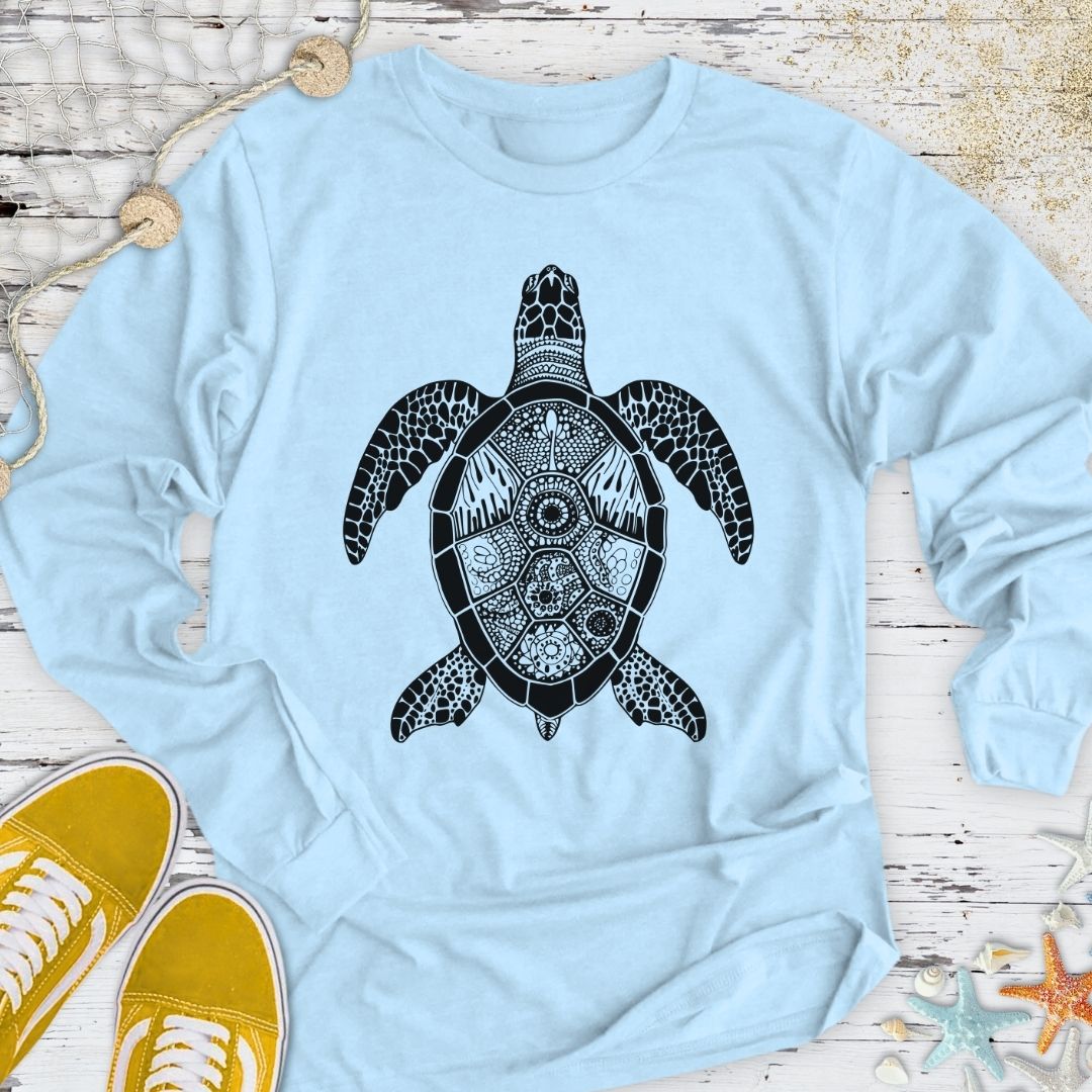 Turtle Zentangle Long Sleeve Tee