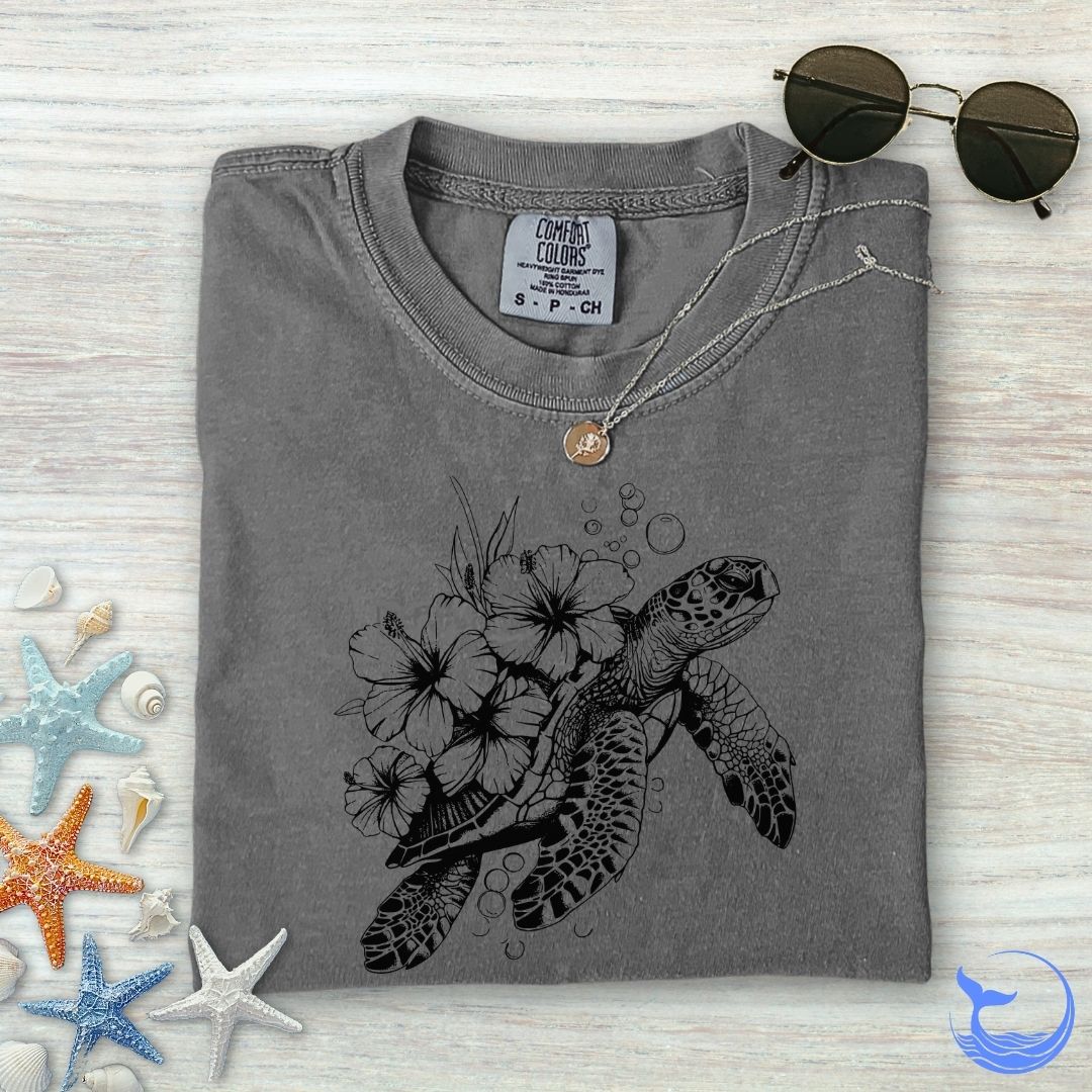 Turtle Flowers Comfort Colors T-Shirt