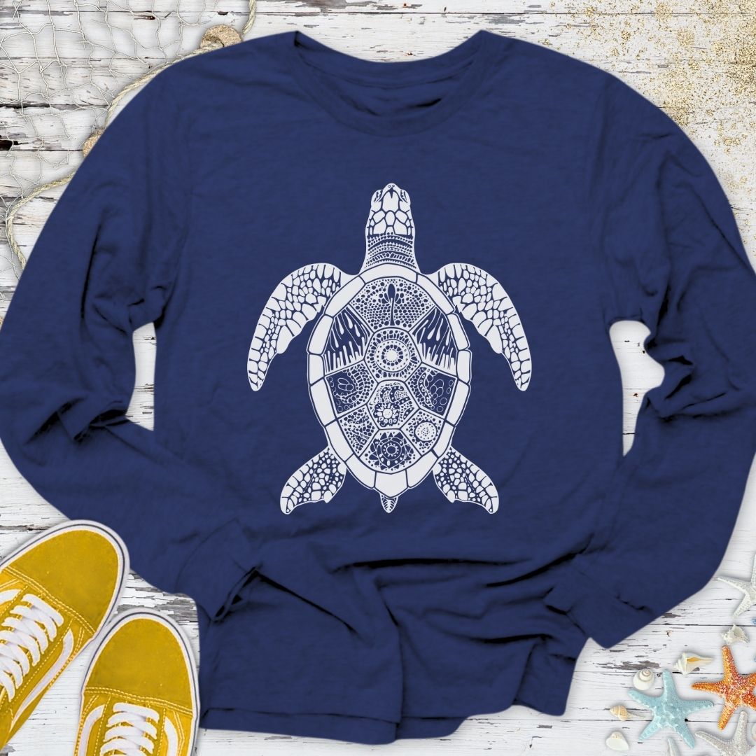 Turtle Zentangle Long Sleeve Tee
