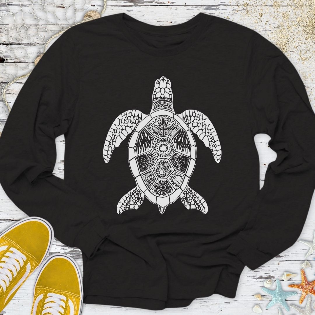 Turtle Zentangle Long Sleeve Tee