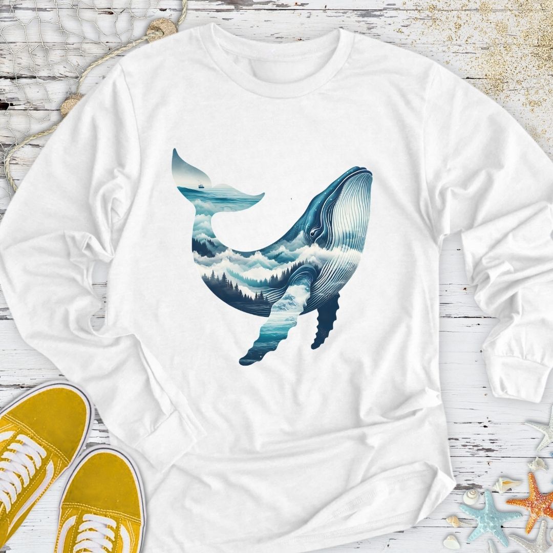 Mountain Whale Long Sleeve Tee