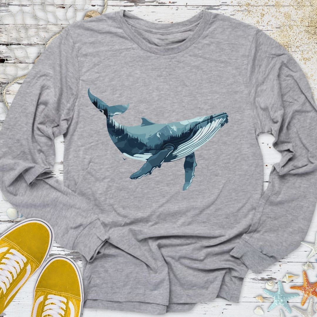 Whale & Mountains Long Sleeve Tee