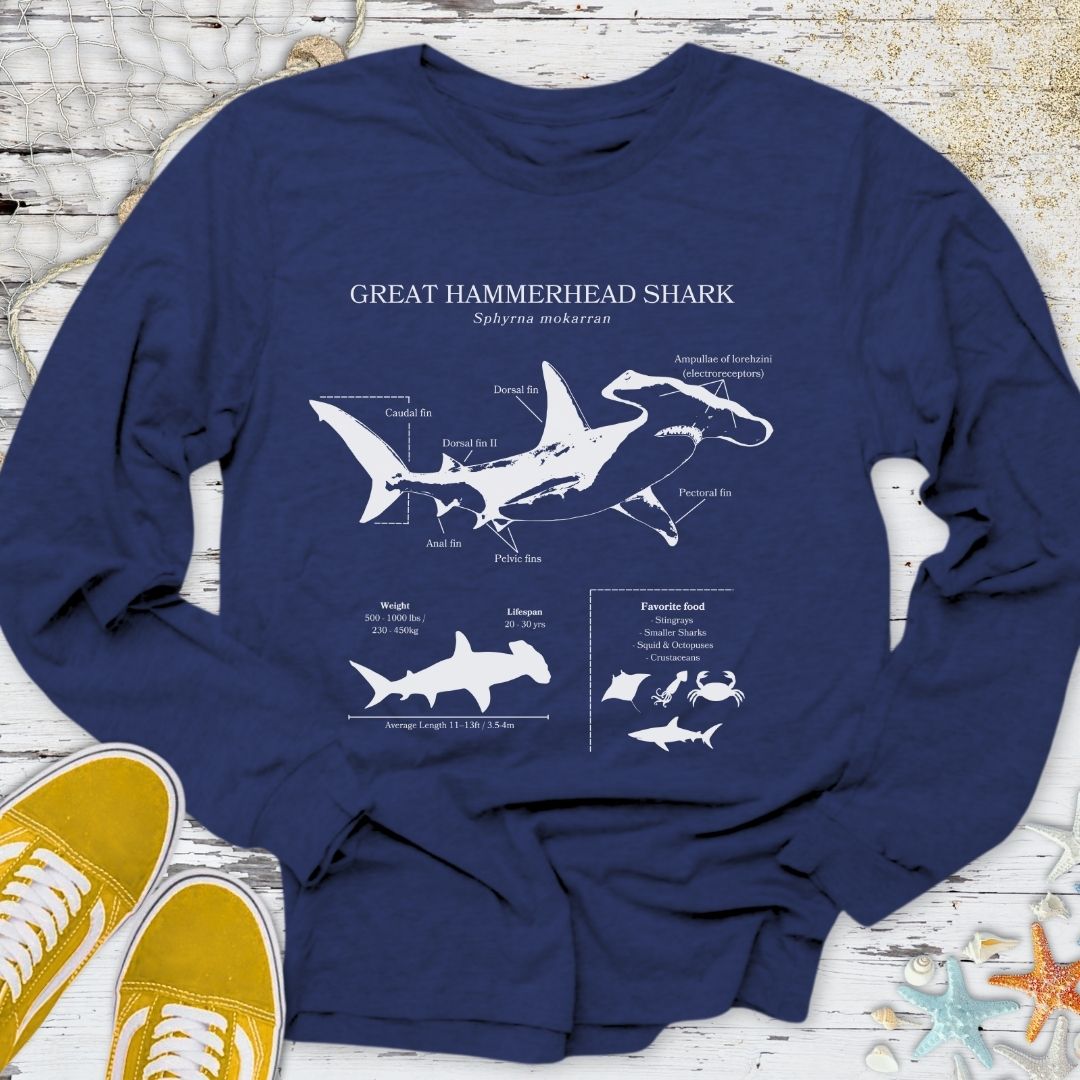 Hammerhead Shark Anatomy Long Sleeve Tee