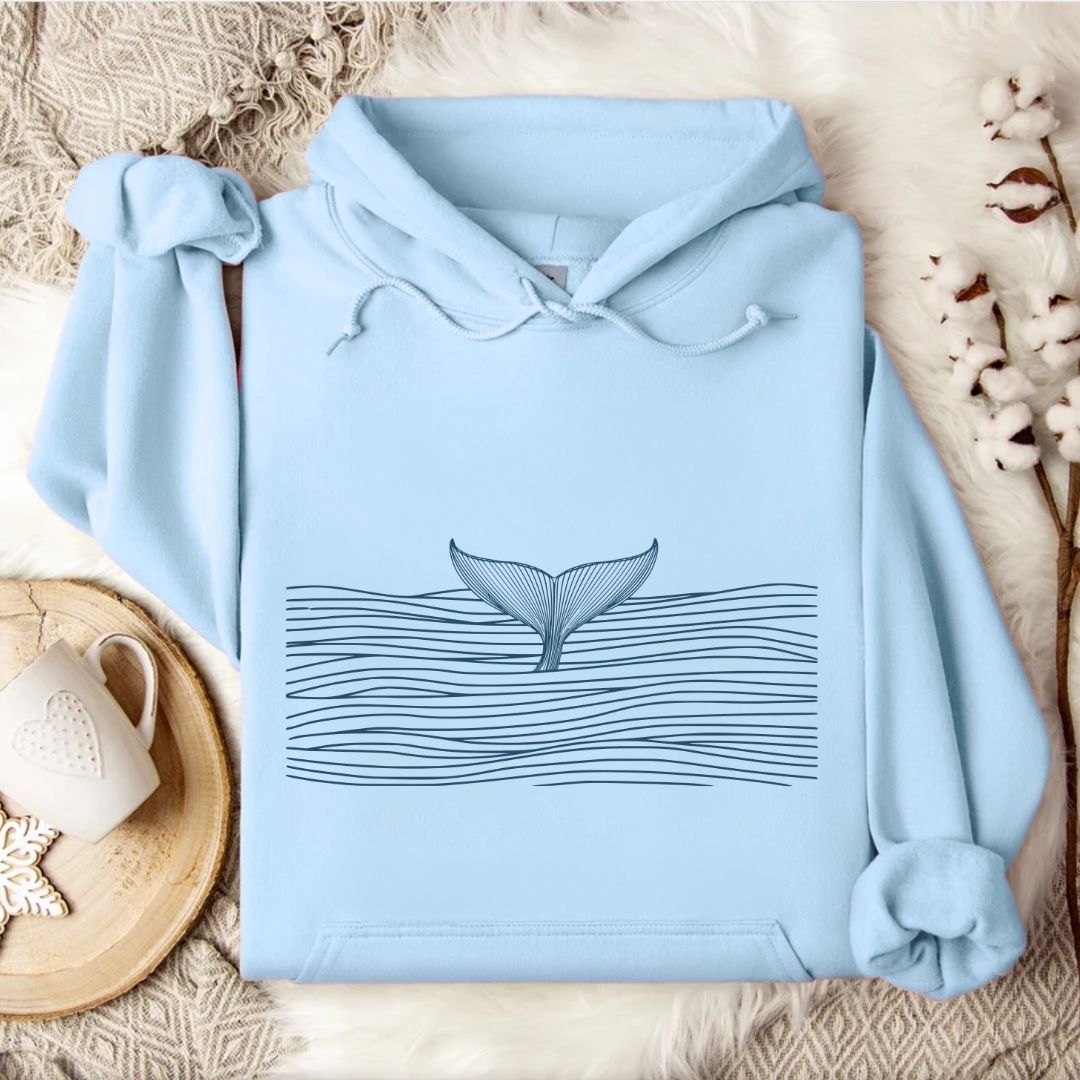 Whale in Sea Of Lines Hoodie