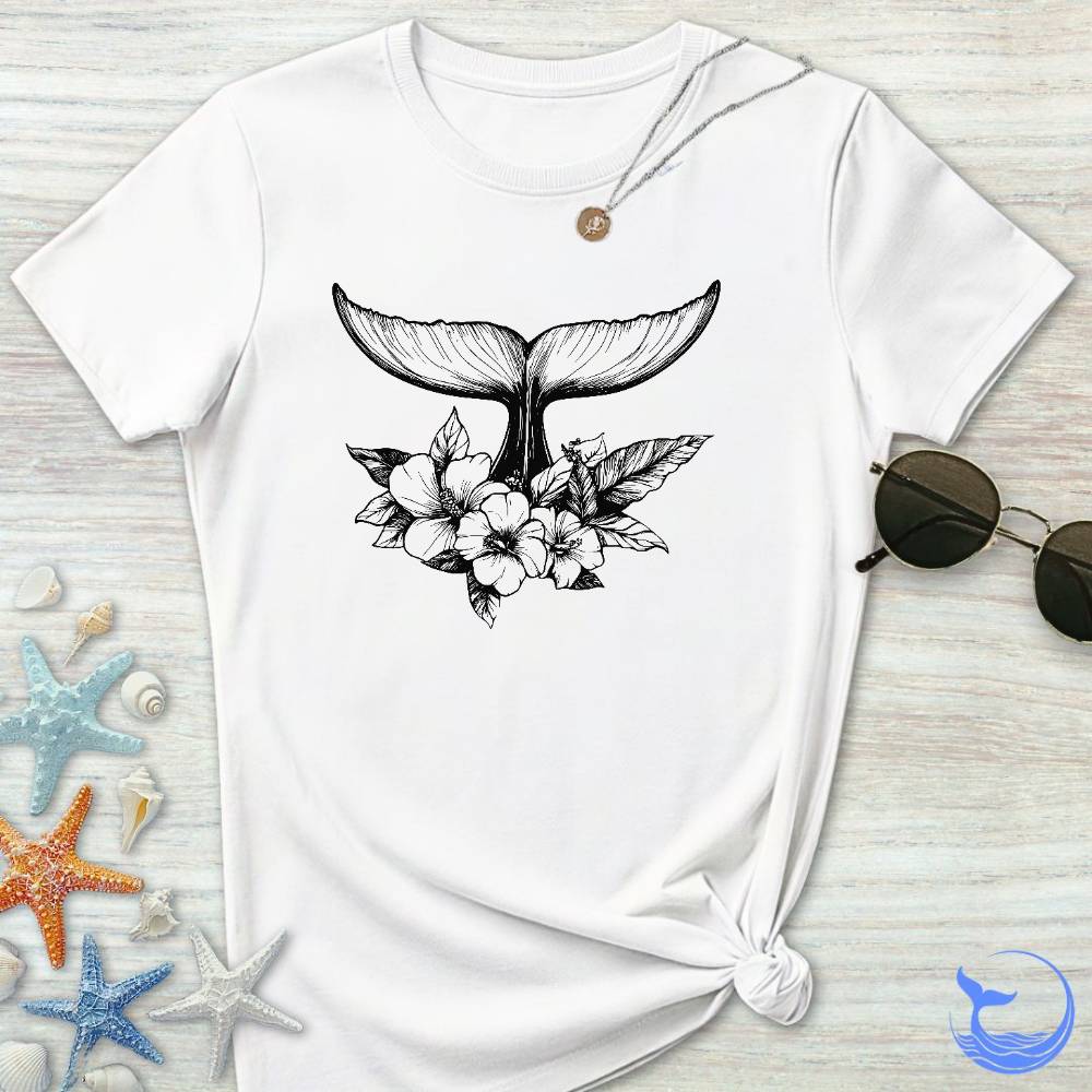 Floral Whale Tail Women's T-Shirt