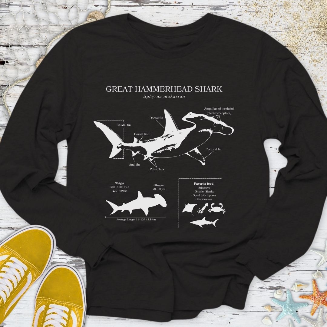 Hammerhead Shark Anatomy Long Sleeve Tee