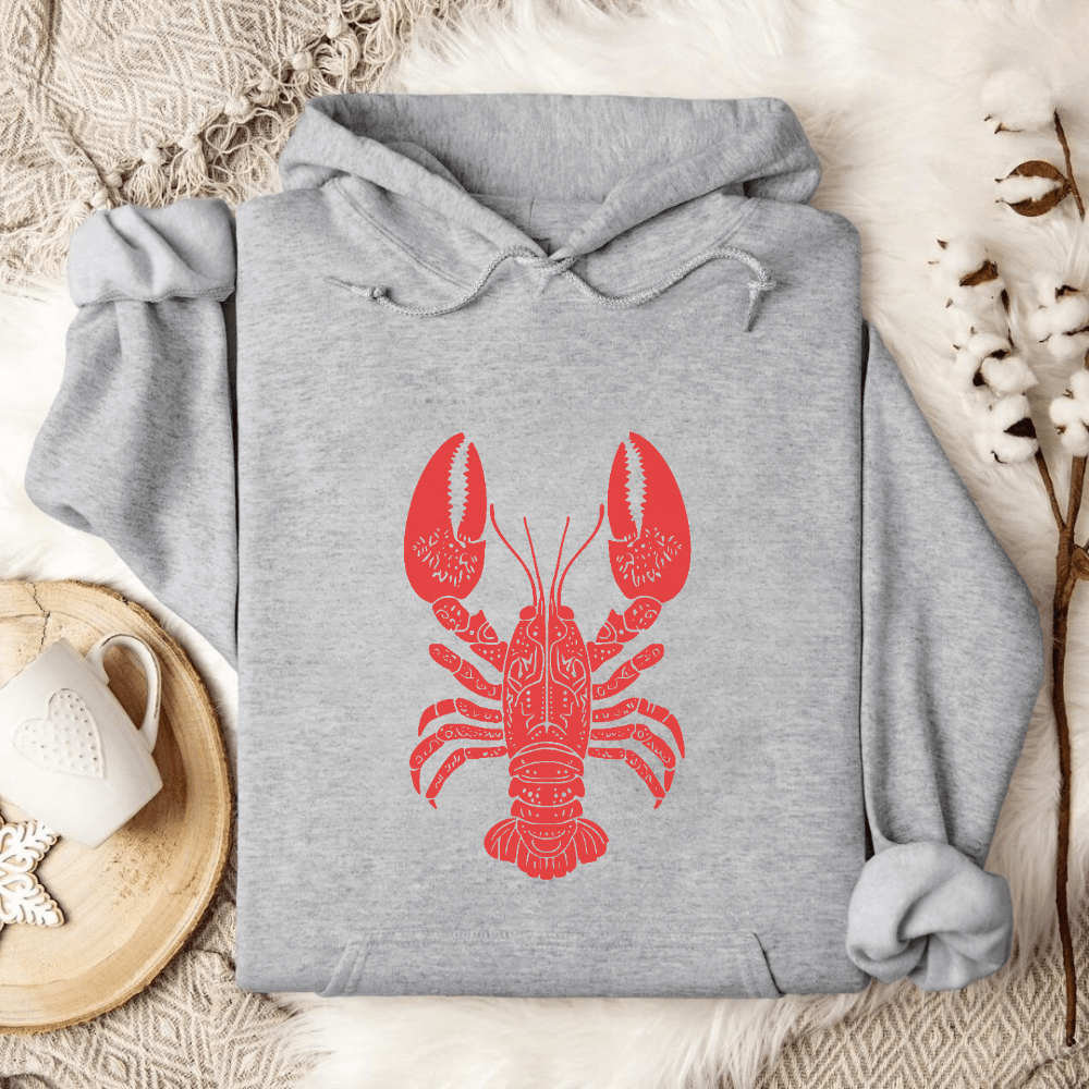 Tribal Lobster Hoodie in Sport Grey - Dolce Reverie