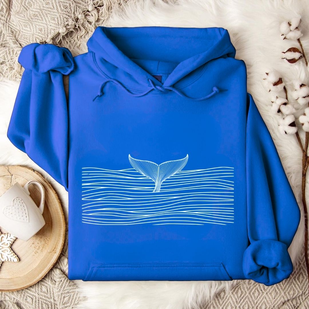 Whale in Sea Of Lines Hoodie