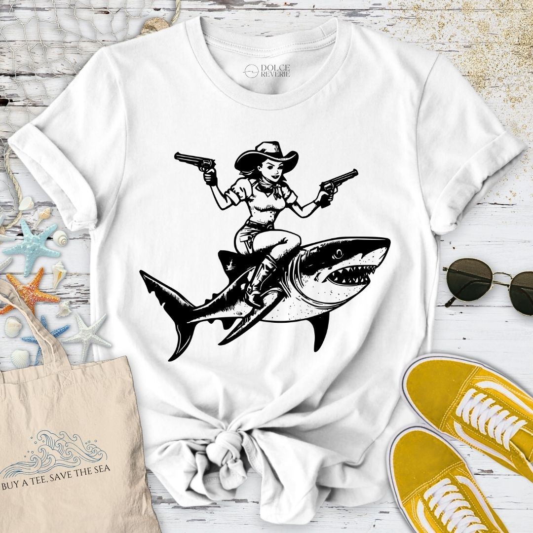 Cowgirl Shark Rider T-Shirt