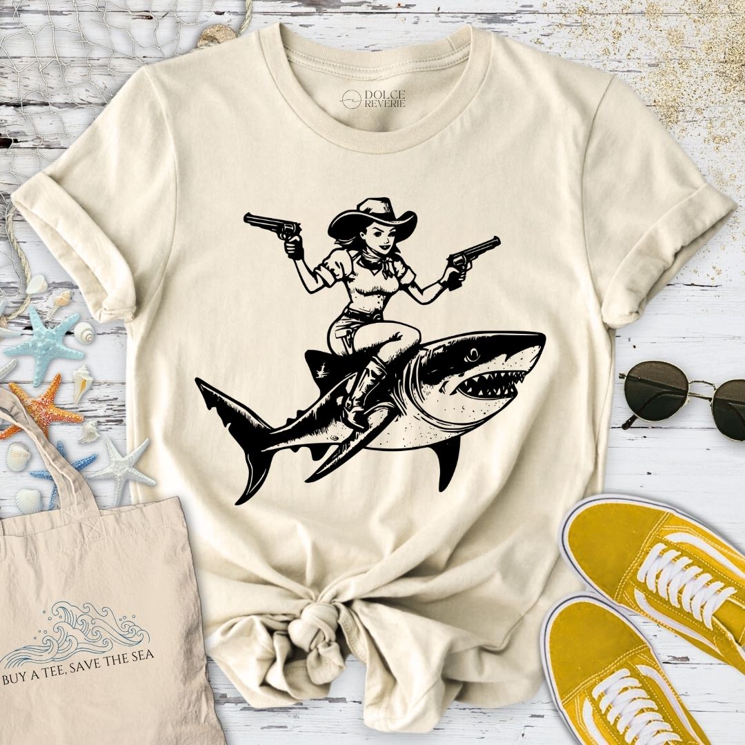Cowgirl Shark Rider T-Shirt