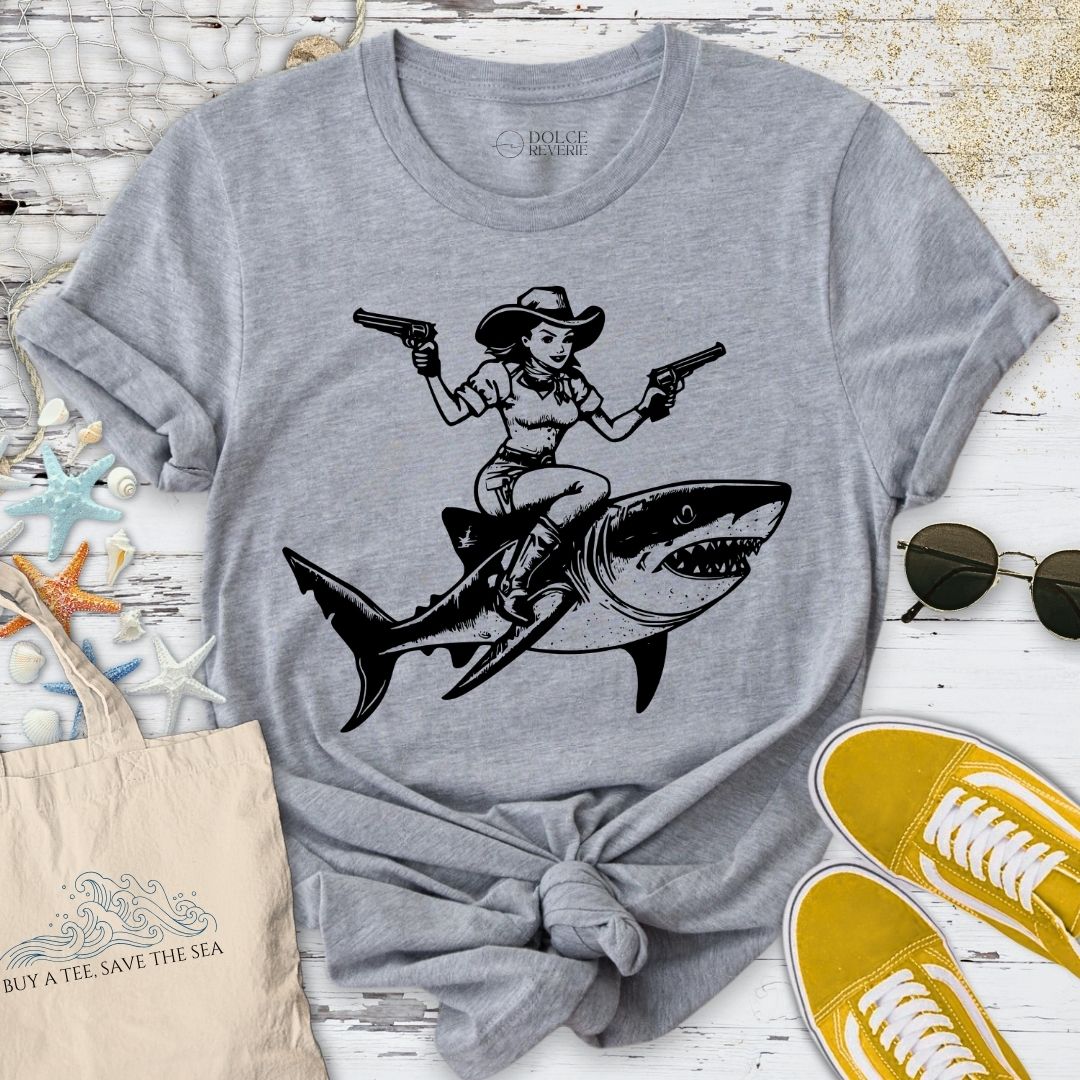 Cowgirl Shark Rider T-Shirt