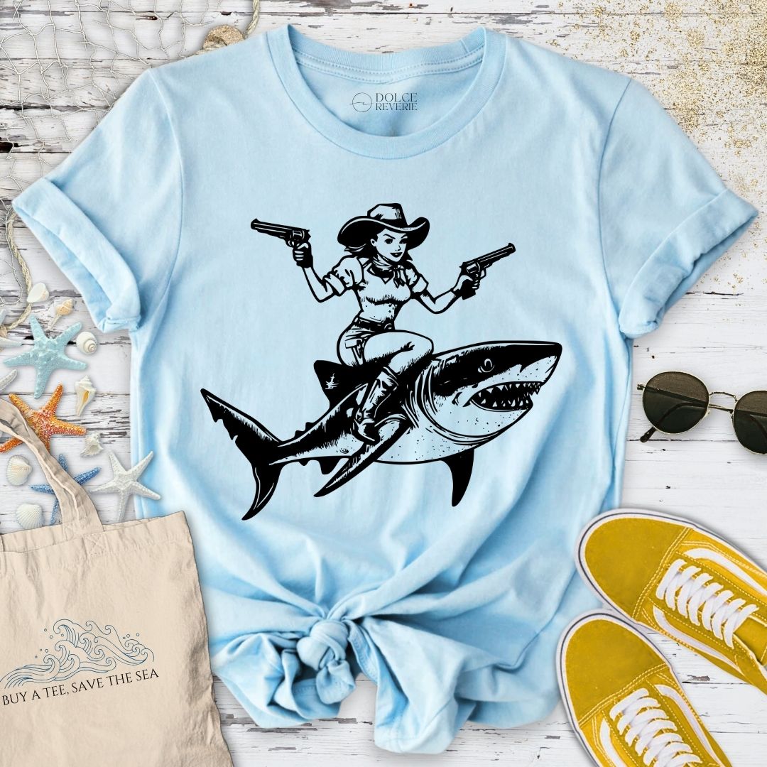 Cowgirl Shark Rider T-Shirt