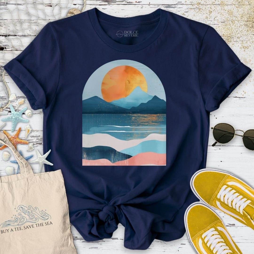 Abstract Seascape II T-Shirt Navy / S