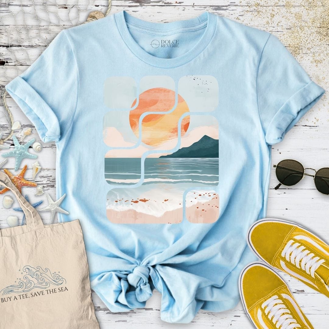 Abstract Seascape T-Shirt Light Blue / S