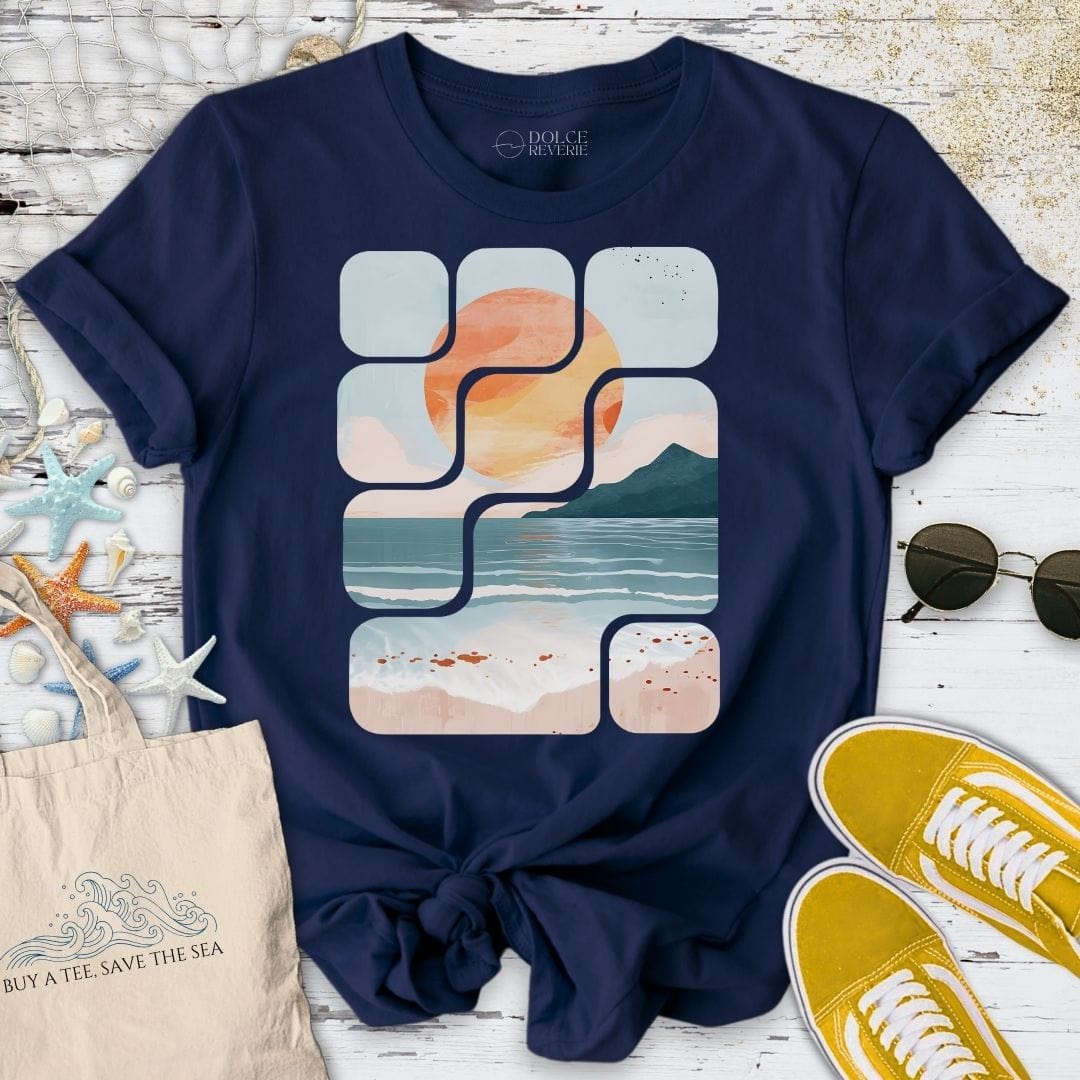 Abstract Seascape T-Shirt Navy / S