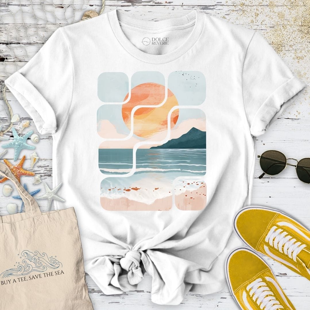 Abstract Seascape T-Shirt White / S