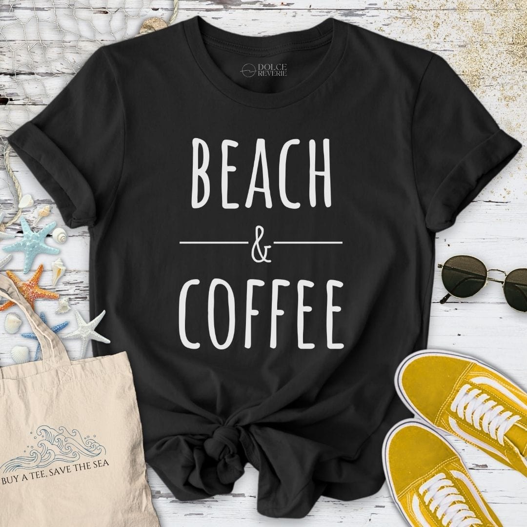 Beach & Coffee T-Shirt Black / S