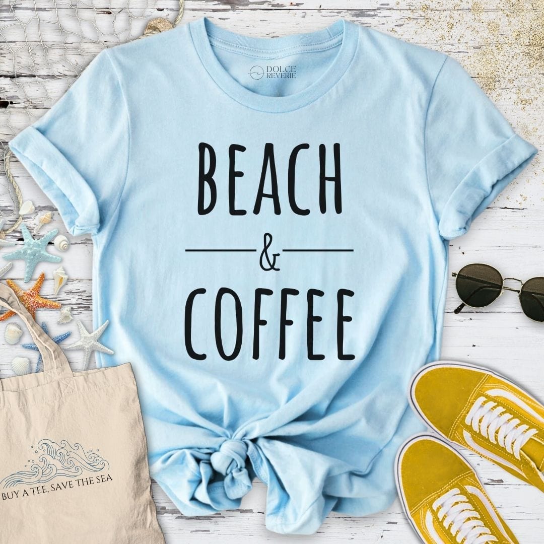 Beach & Coffee T-Shirt Light Blue / S