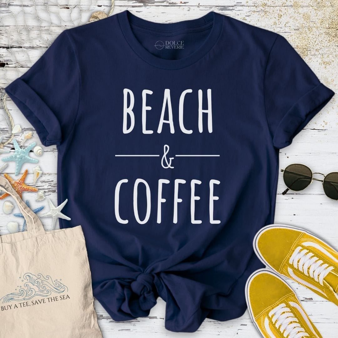 Beach & Coffee T-Shirt Navy / S