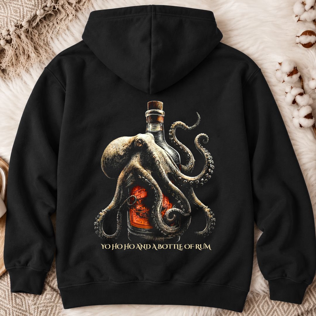 Octopus & A Bottle Of Rum Back Print Hoodie