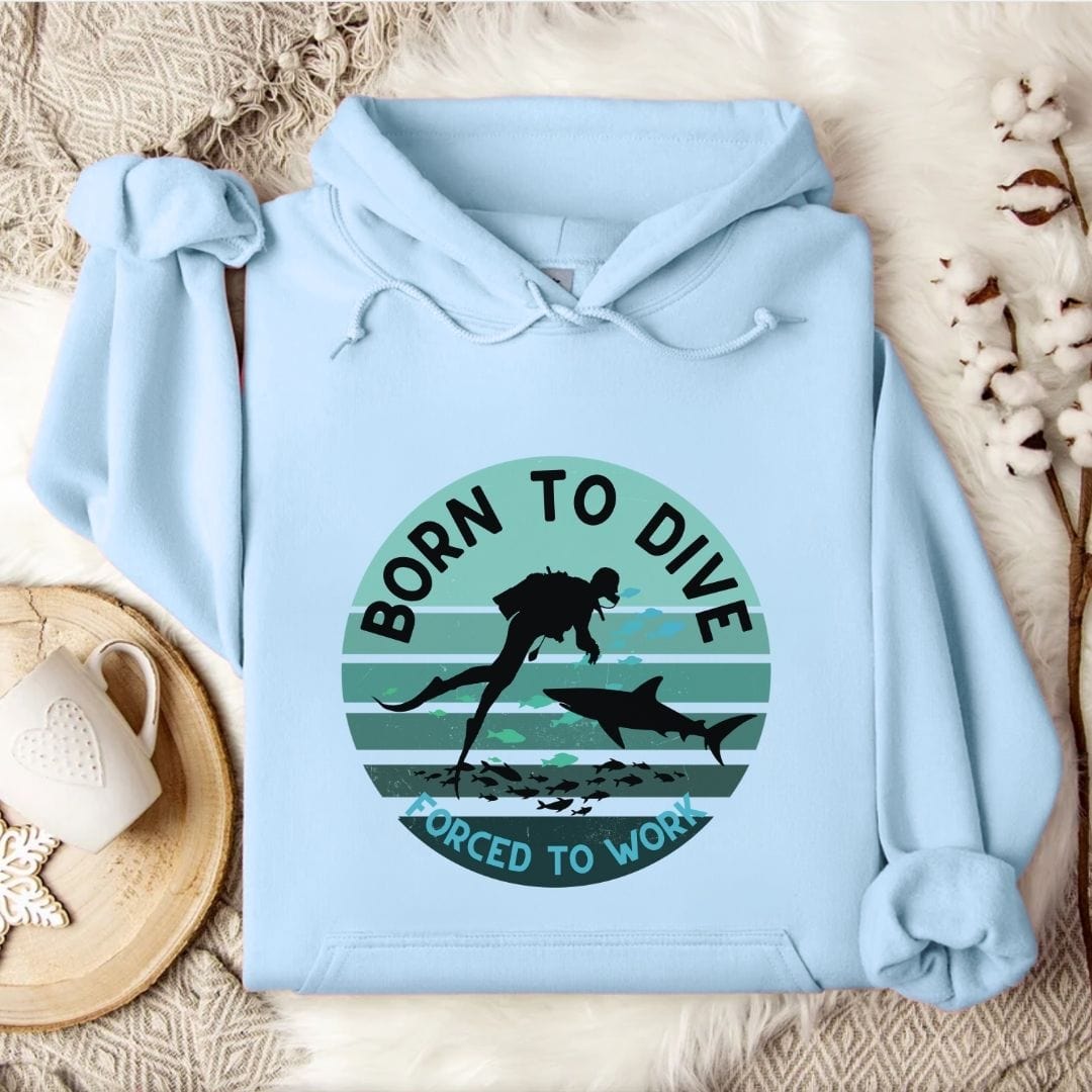 Born To Dive Hoodie Light Blue / S