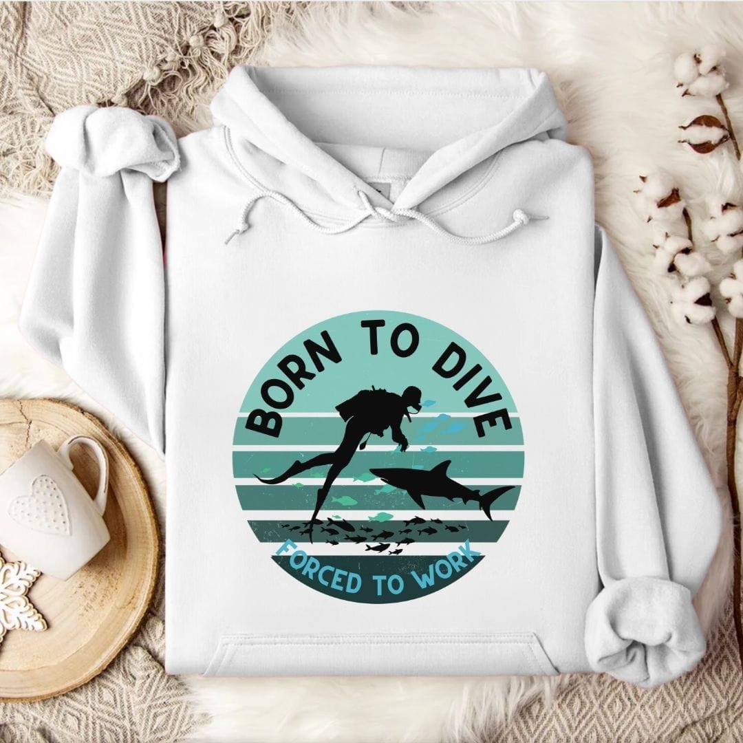 Born To Dive Hoodie White / S