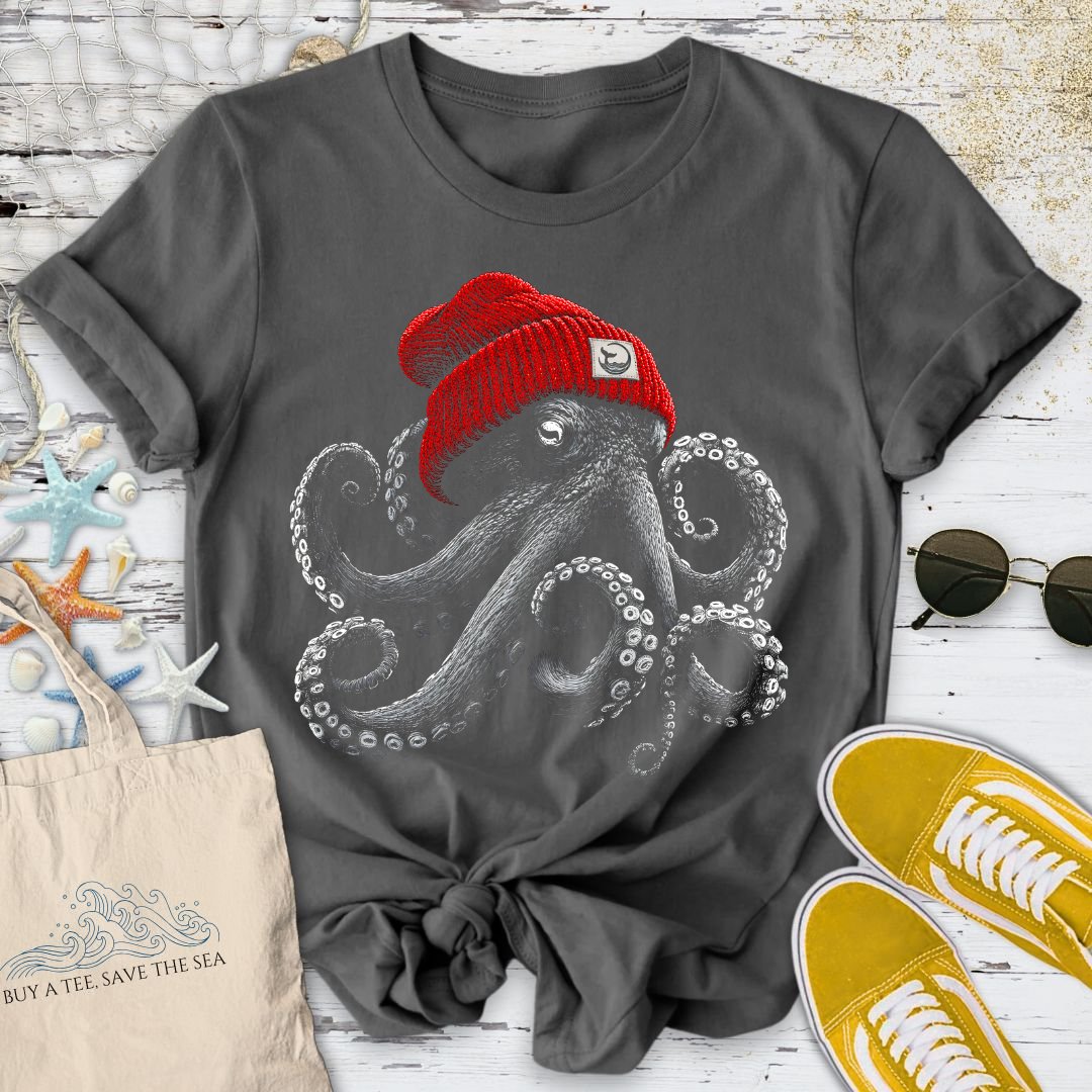 Red Beanie Octopus T-Shirt