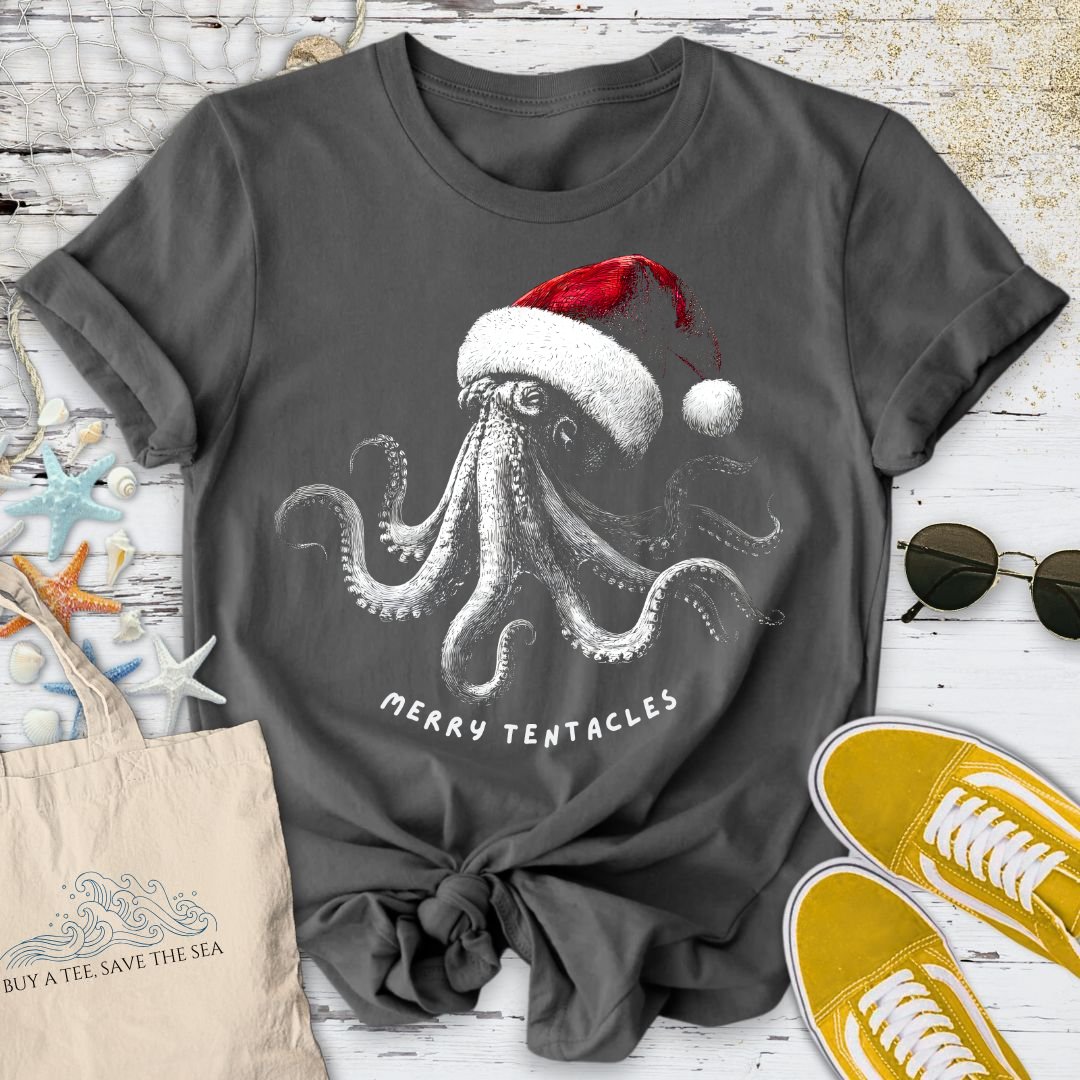 Merry Tentacles Octopus T-Shirt in Charcoal - Dolce Reverie