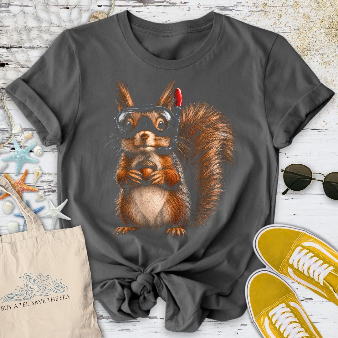 Scuba Diver Squirrel T-Shirt in Charcoal - Dolce Reverie