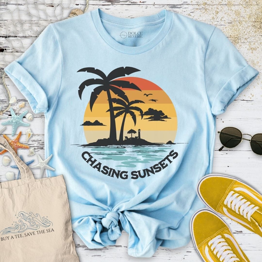 Chasing Sunsets T-Shirt Light Blue / S