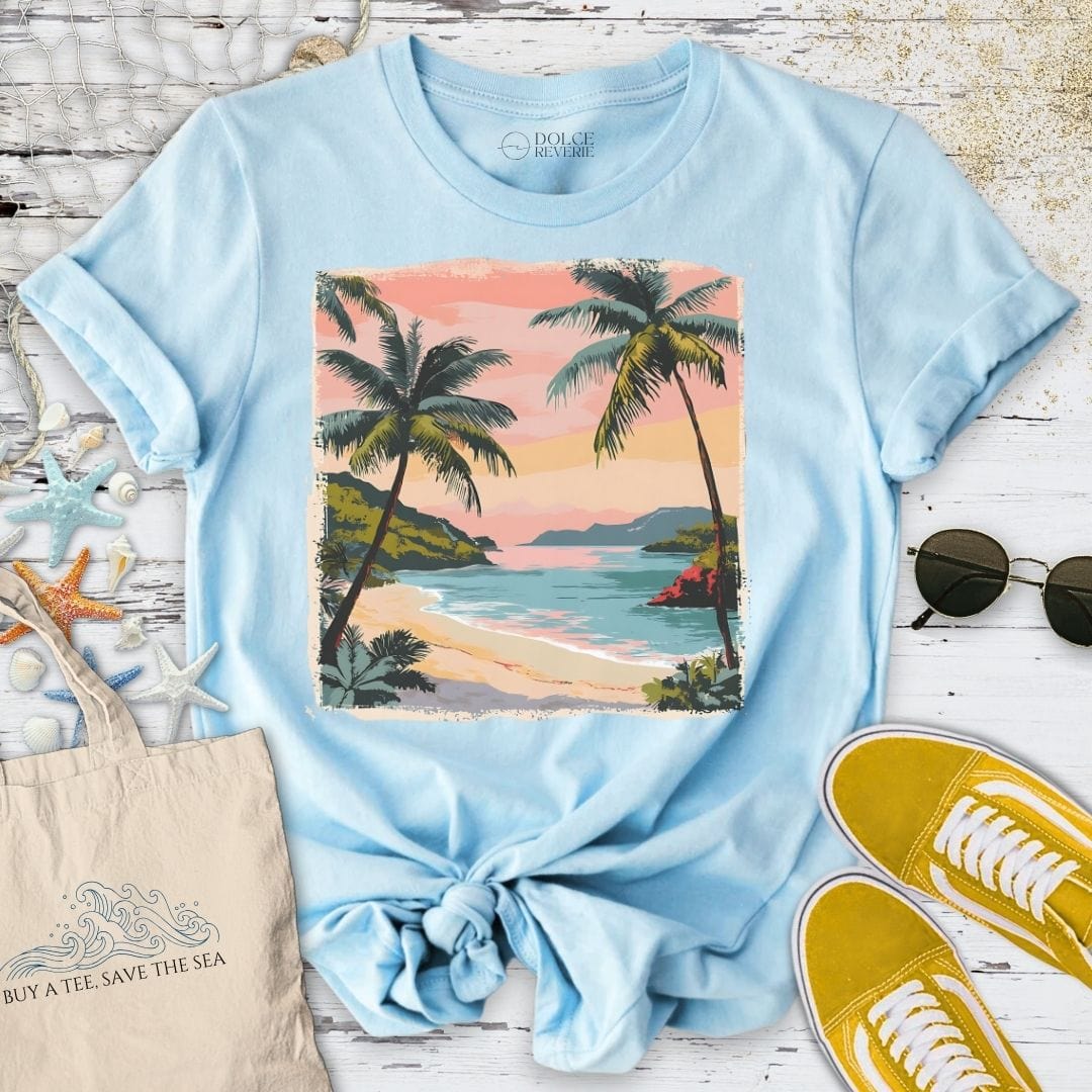Chasing Tropical Sunsets T-Shirt Light Blue / S