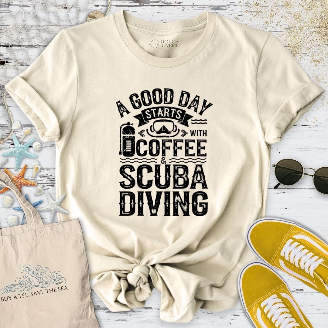 Coffee & Scuba Diving T-Shirt Natural / S