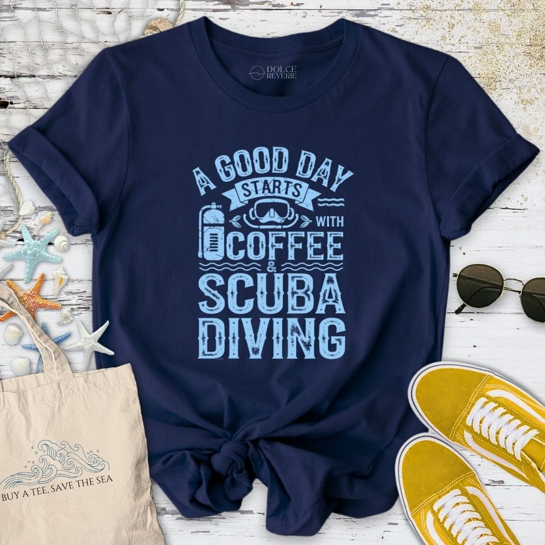 Coffee & Scuba Diving T-Shirt Navy / S