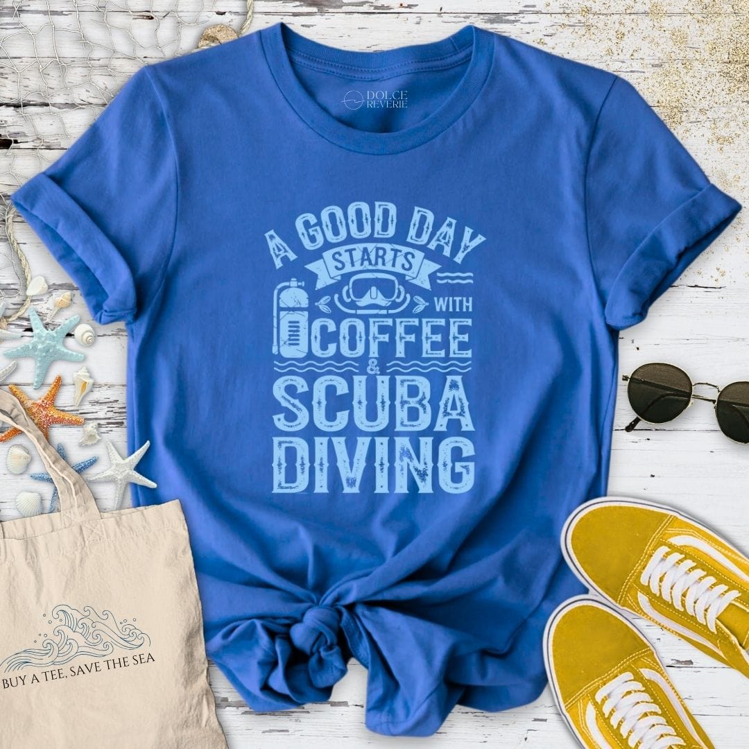 Coffee & Scuba Diving T-Shirt Royal / S