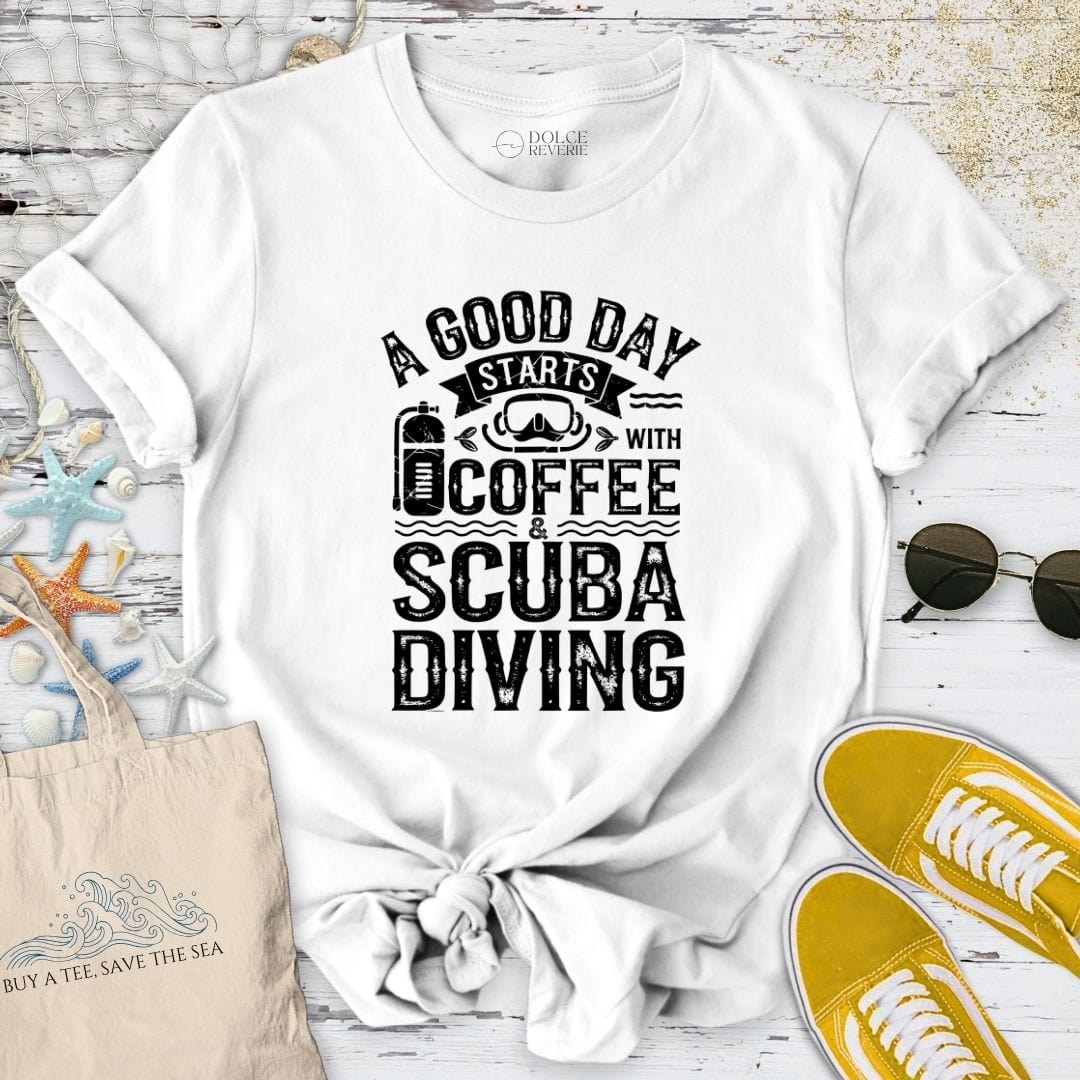 Coffee & Scuba Diving T-Shirt White / S