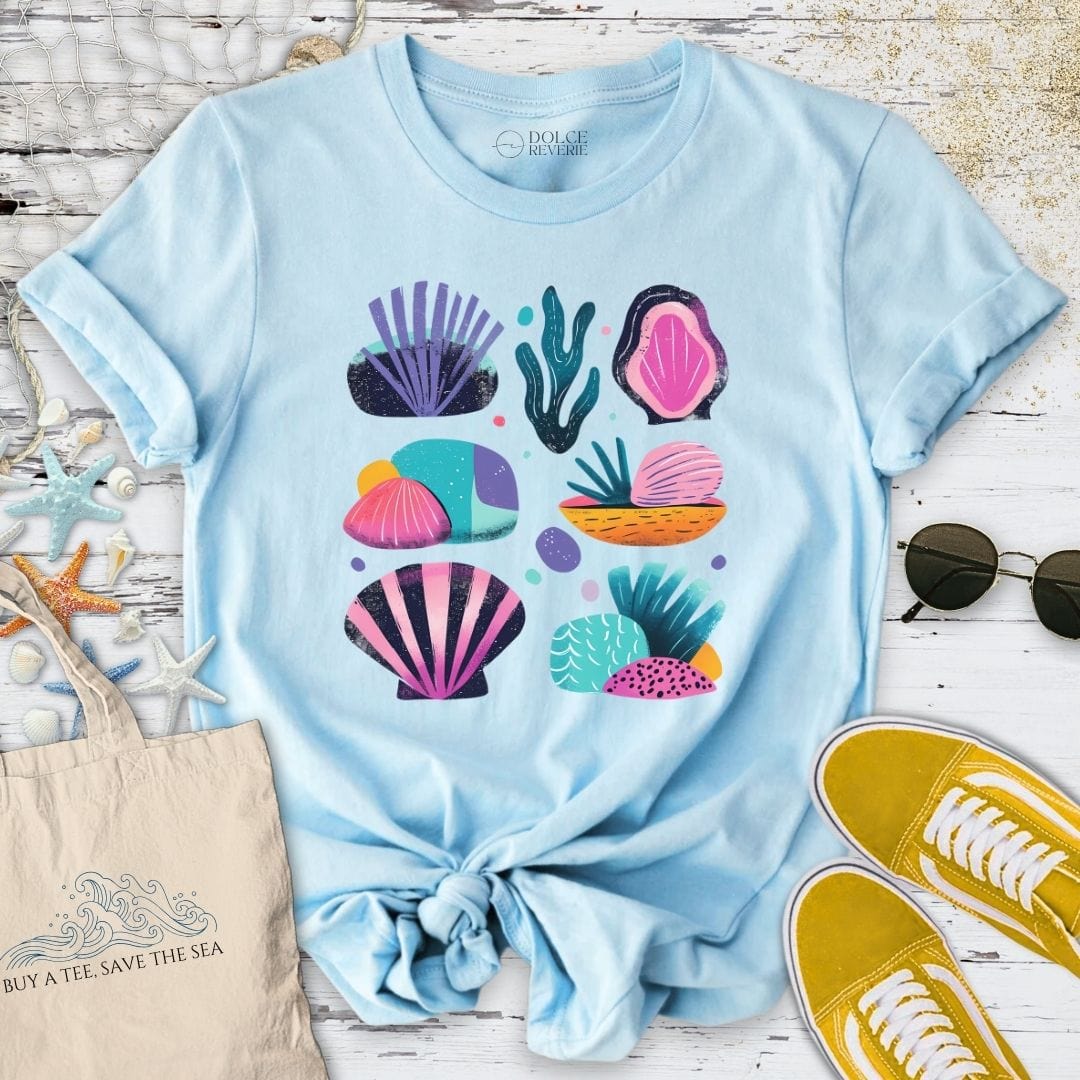 Colorful Abstract Reef T-Shirt Light Blue / S
