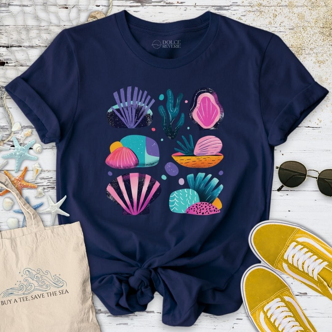 Colorful Abstract Reef T-Shirt Navy / S