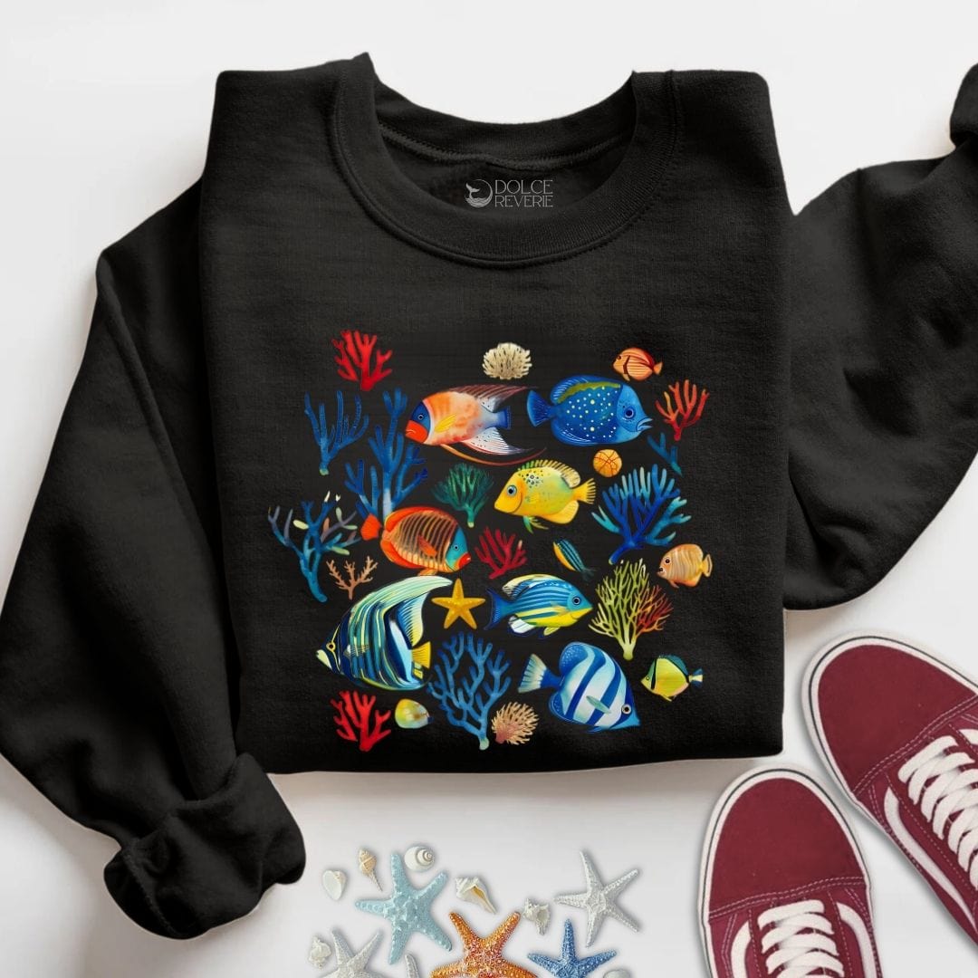 Colorful Fish Sweatshirt S / Black